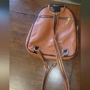 Valentina Italian Genuine Pebbled Brown Leather Drawstring Backpack VALENTINA Black BROWN Pebbled ITALIAN Leather SLING  main image 3